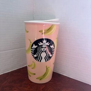 Starbucks Pink Tumbler with Banana Design